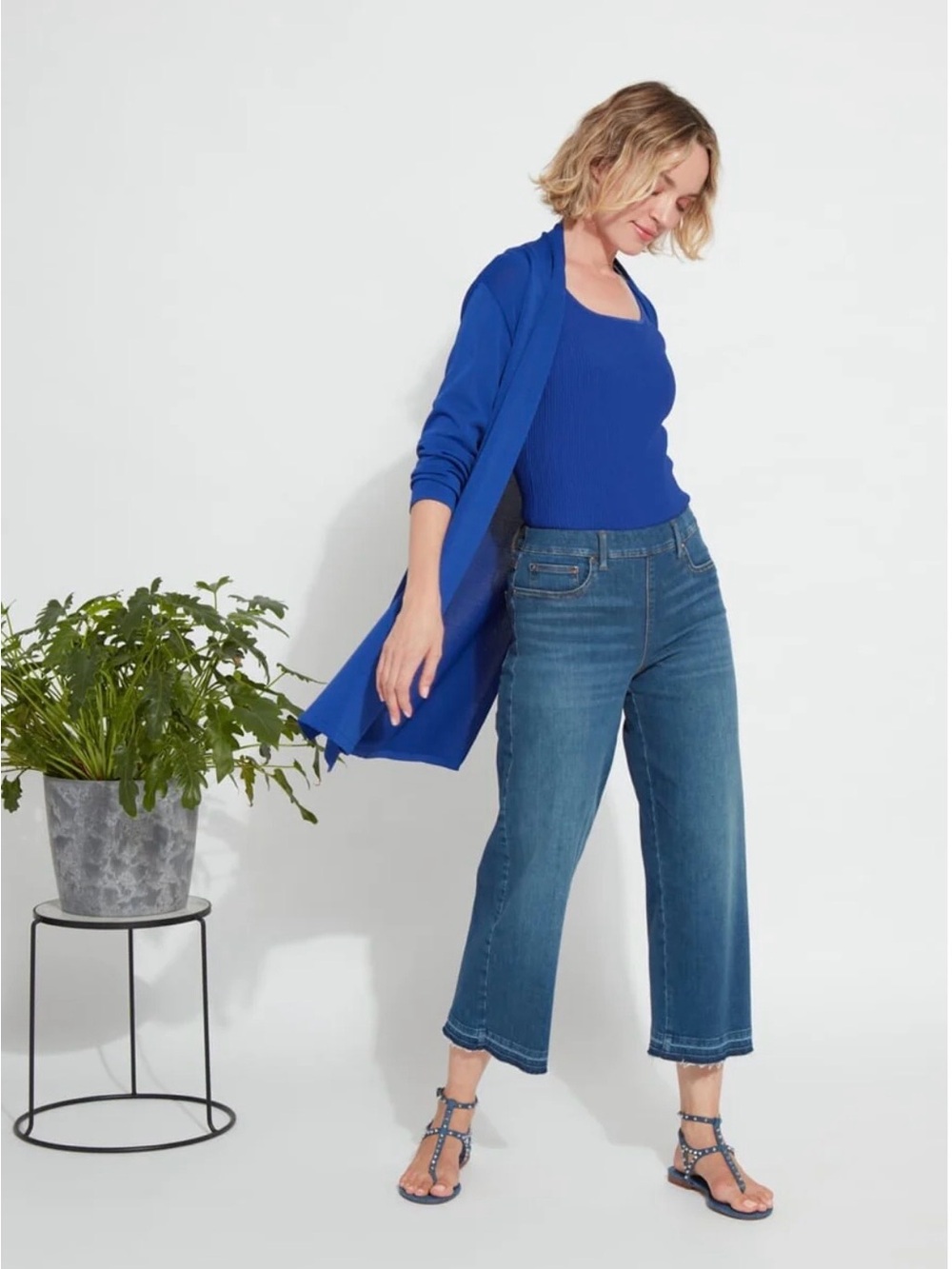 LYSSE HOLDING POWER' PREMIUM DENIM FRANCES WIDE LEG CROP LARGE (25" INSEAM)